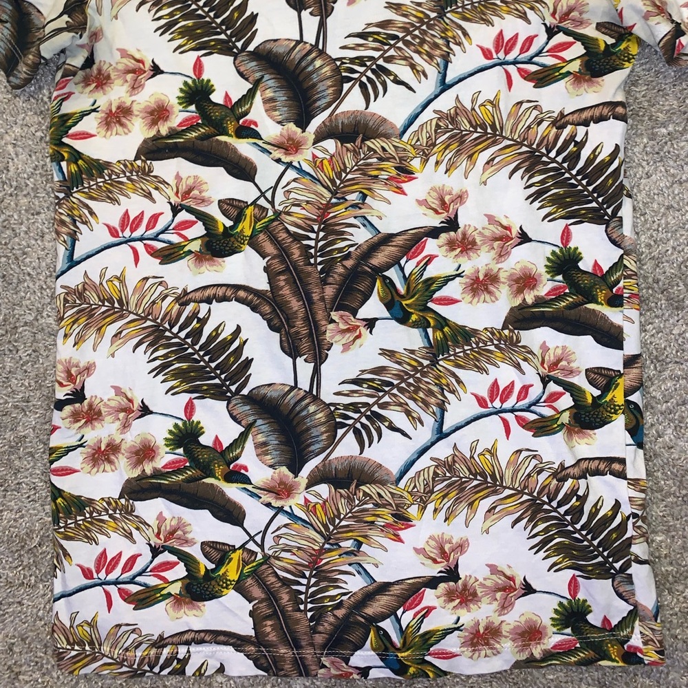 H&M White & Brown Bird Shirt size XS - Picture 6 of 9